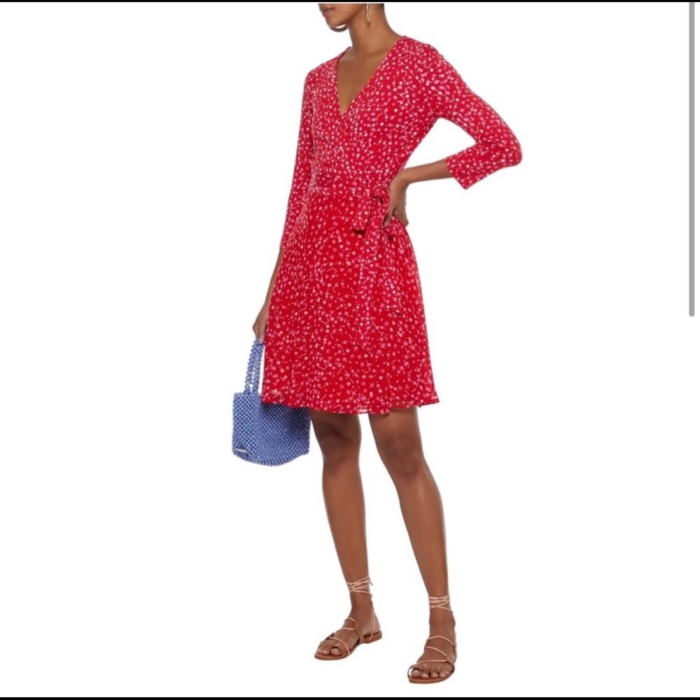 Diane von Furstenberg DVF New Irina Floral Poinsetta Dress Size M
